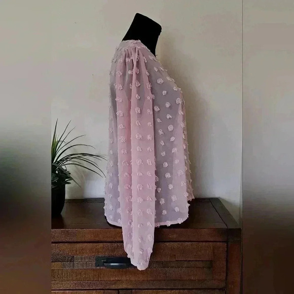 ❤️ Pretty Pink Shein Long Sleeved Sheer Blouse - Picture 2 of 11